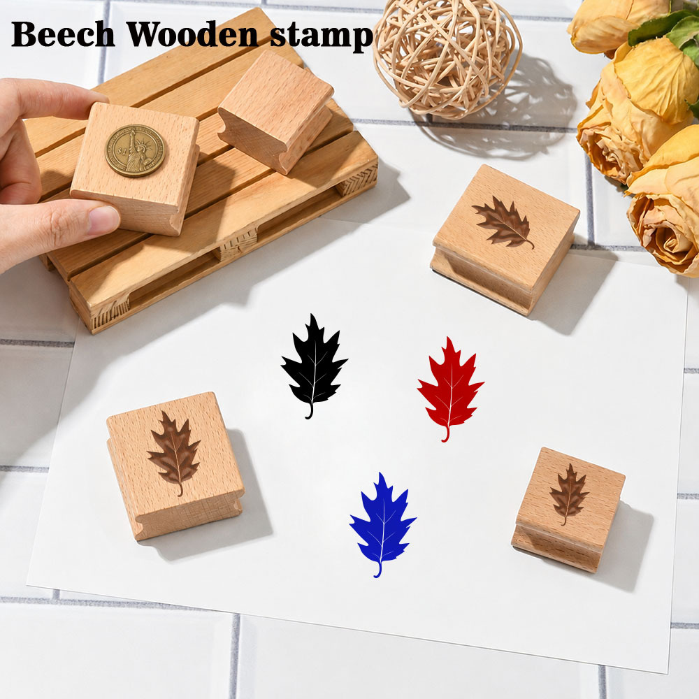 Solid Wood Serrated Leaf Botanical Stamp for DIY
